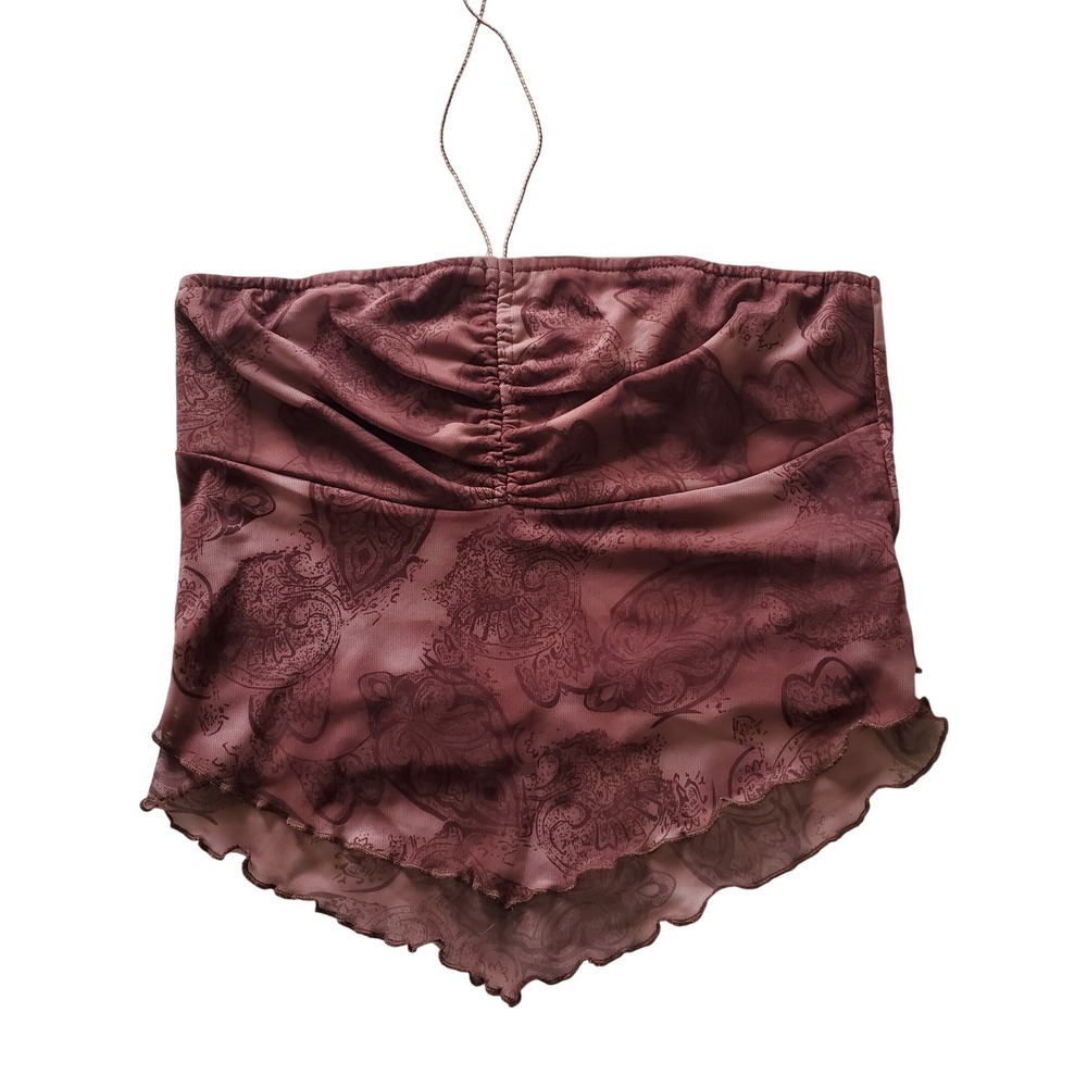 ROMWE Y2K Mesh Halter Crop Top Womens Large Sheer Whimsigoth Fairy Grunge VTG